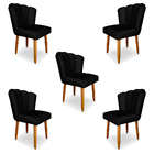 Kit 5 Cadeiras De Jantar Pétala Estofada Pés Palito Veludo -