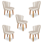 Kit 5 Cadeiras De Jantar Pétala Estofada Pés Palito Veludo -