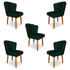 Kit 5 Cadeiras De Jantar Pétala Estofada Pés Palito Veludo -