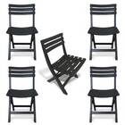 Kit 5 Cadeiras De Plástico Dobrável Bistrô Preta Com Encosto