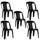 Kit 5 Cadeiras De Plástico Preta Com Encosto Vime Empilhável