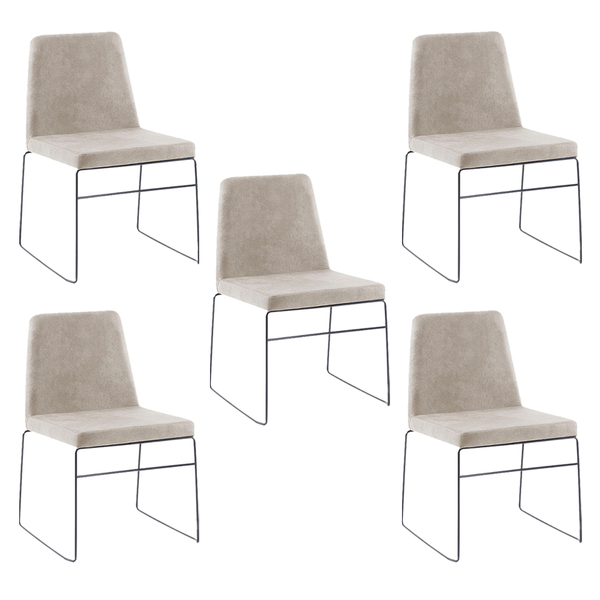 Kit 5 Cadeiras Decorativa Sala De Jantar Anne Camurça Bege G1
