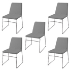 Kit 5 Cadeiras Decorativa Sala De Jantar Anne Linho Cinza G17