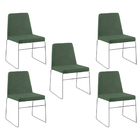 Kit 5 Cadeiras Decorativa Sala De Jantar Anne Linho Verde G17