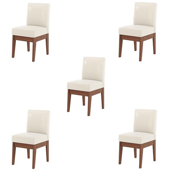 Kit 5 Cadeiras Decorativa Sala De Jantar Madeira Maciça Braga