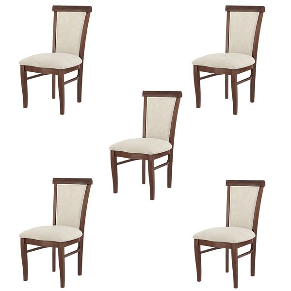 Kit 5 Cadeiras Decorativa Sala De Jantar Madeira Maciça Fabre