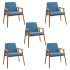 Kit 5 Cadeiras Decorativa Sala De Jantar Sidnei Linho Azul G1
