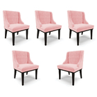 Kit 5 Cadeiras Decorativas Sala De Jantar Base Fixa De Madeir