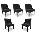 Kit 5 Cadeiras Decorativas Sala De Jantar Base Fixa De Madeir