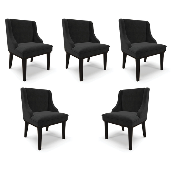 Kit 5 Cadeiras Decorativas Sala De Jantar Base Fixa De Madeir