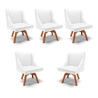 Kit 5 Cadeiras Decorativas Sala De Jantar Base Giratória De M