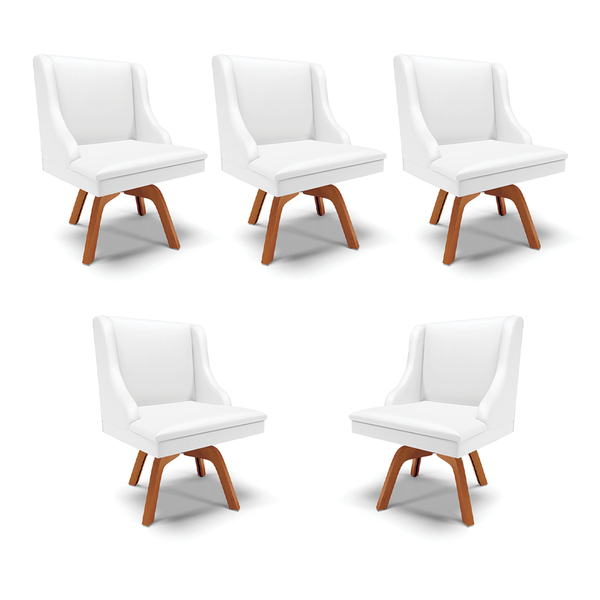 Kit 5 Cadeiras Decorativas Sala De Jantar Base Giratória De M