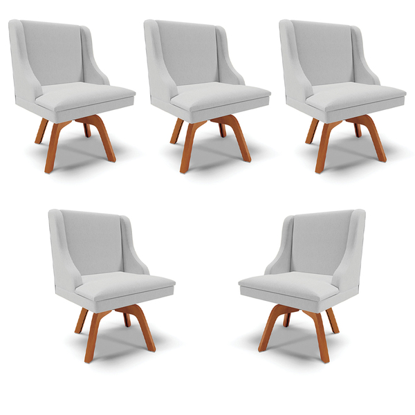 Kit 5 Cadeiras Decorativas Sala De Jantar Base Giratória De M