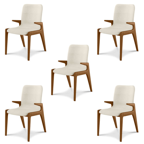 Kit 5 Cadeiras Decorativas Sala De Jantar Madeira Maciça Com