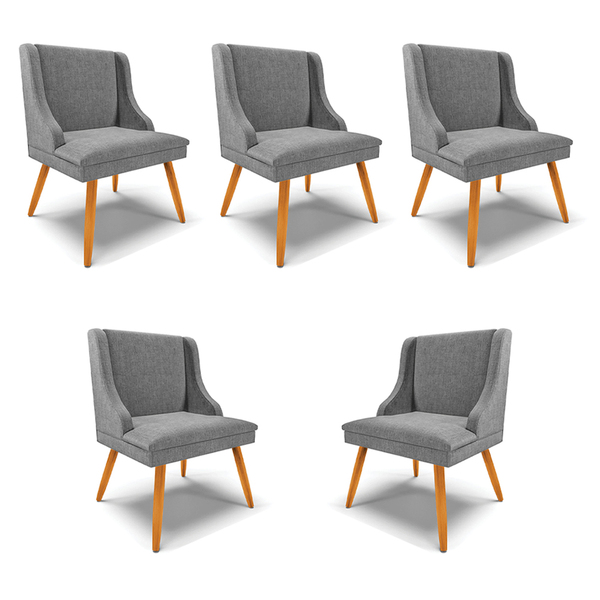 Kit 5 Cadeiras Decorativas Sala De Jantar Pés Palito De Madei