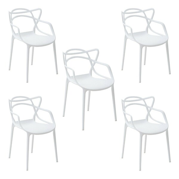 Kit 5 Cadeiras Decorativas Sala E Cozinha Feliti (pp) Branca