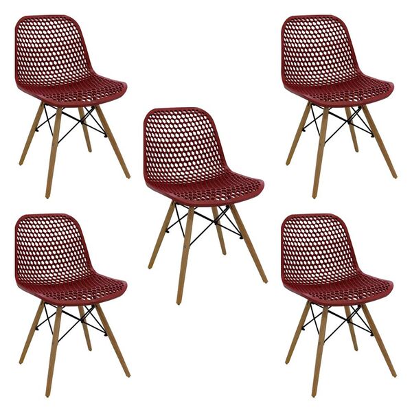 Kit 5 Cadeiras Decorativas Sala E Cozinha Haney (pp) Carmin G