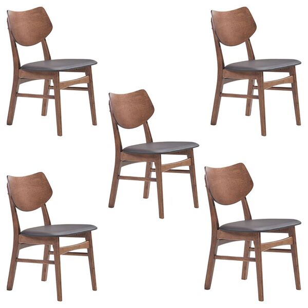 Kit 5 Cadeiras Decorativas Sala E Escritório Zion Madeira Nog