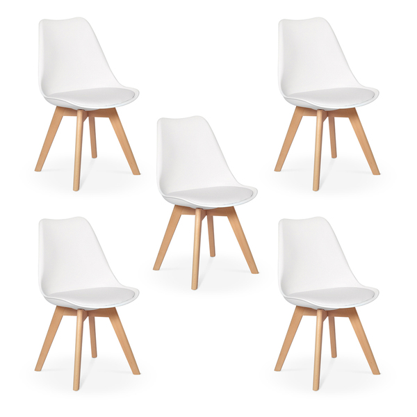 Kit 5 Cadeiras Eames Wood Leda Design Branca
