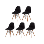 Kit 5 Cadeiras Eiffel Eames DSW Preta Base Madeira