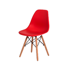 Kit 5 Cadeiras Eiffel Eames DSW Vermelha Base Madeira