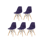 Kit 5 Cadeiras Eiffel Eames Roxa Base Madeira Sala Cozinha Ja