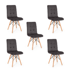 Kit 5 Cadeiras Eiffel Gomos Veludo Estofada Base Madeira Graf