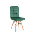 Kit 5 Cadeiras Eiffel Gomos Veludo Estofada Base Madeira Verde