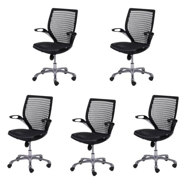 Kit 5 Cadeiras Escritório Diretor Em Nylon E Tela Office Com