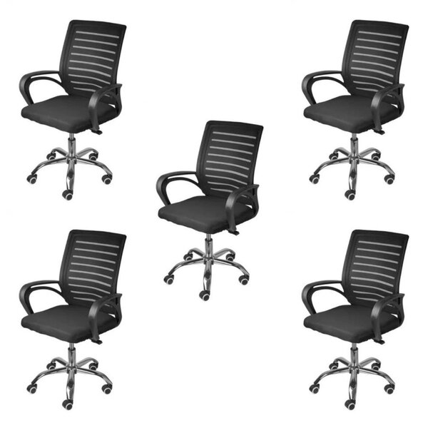 Kit 5 Cadeiras Escritório Diretor Office Tela Mesh Viena 3324
