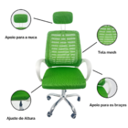 Kit 5 Cadeiras Escritório Diretor Oficial Mesh Apoio Verde Br
