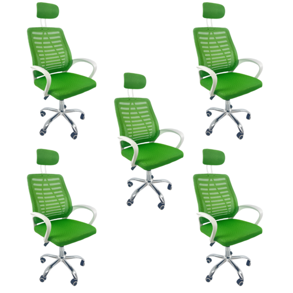 Kit 5 Cadeiras Escritório Diretor Oficial Mesh Apoio Verde Br