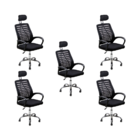 Kit 5 Cadeiras Escritório Diretor Tela Mesh Encosto