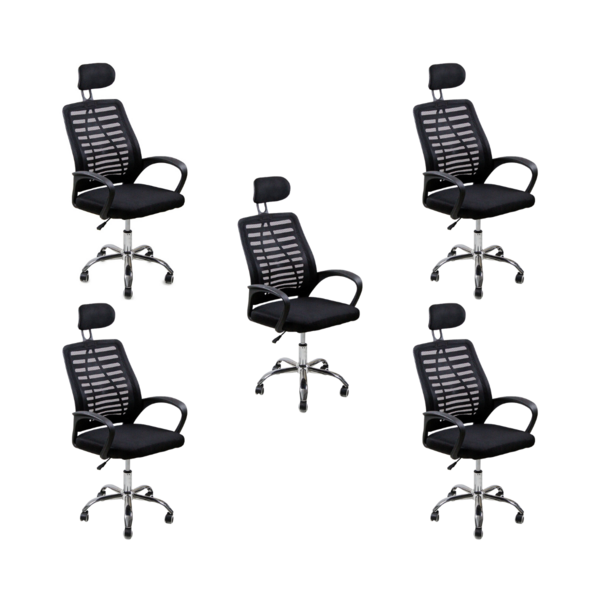 Kit 5 Cadeiras Escritório Diretor Tela Mesh Encosto