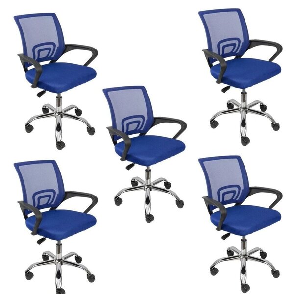 Kit 5 Cadeiras Escritório Diretor Tela Mesh Tok 3310 Azul