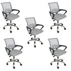 Kit 5 Cadeiras Escritório Diretor Tela Mesh Tok 3310 Cinza