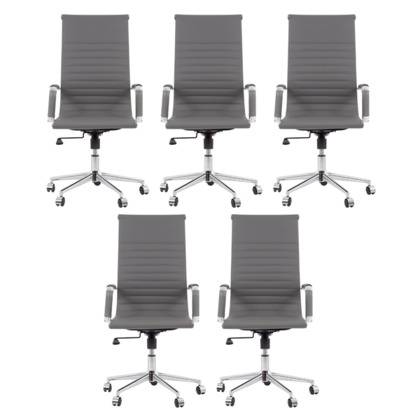 Kit 5 Cadeiras Escritório Eames Presidente Esteirinha Cinza