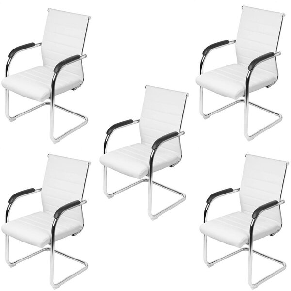 Kit 5 Cadeiras Escritório Interlocutor Fixa Esteirinha Floren