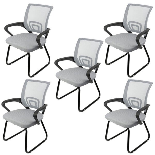 Kit 5 Cadeiras Escritório Interlocutor Fixa Tela Mesh Tok 331