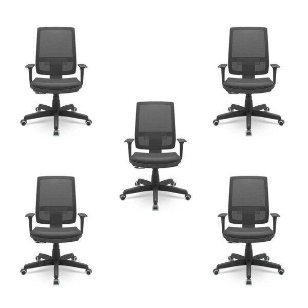 Kit 5 Cadeiras Escritório Presidente Ergonômica Nr17 Tela Mes