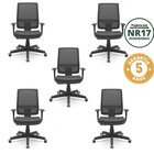 Kit 5 Cadeiras Escritório Presidente Ergonômica Nr17 Tela Mes