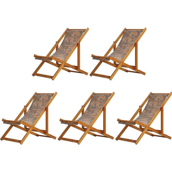 Kit 5 Cadeiras Espreguiçadeira Preguiçosa Dobrável Mel Sem Br