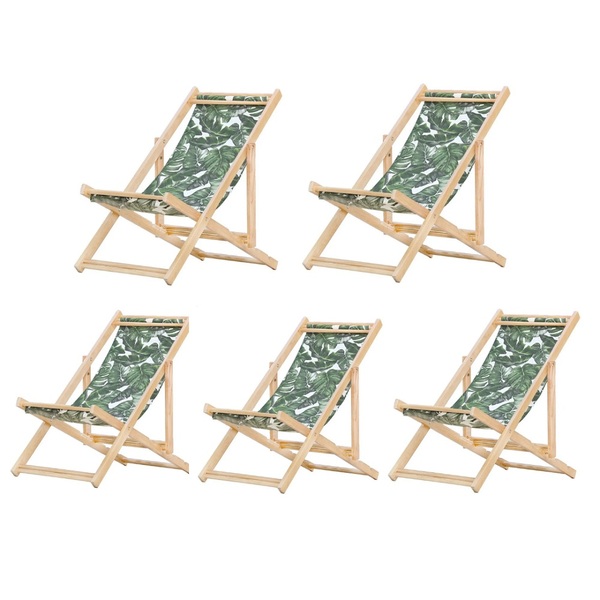 Kit 5 Cadeiras Espreguiçadeira Preguiçosa Dobrávl Sem Braço N