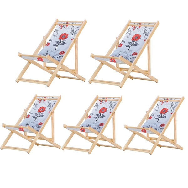 Kit 5 Cadeiras Espreguiçadeira Preguiçosa Dobrávl Sem Braço N
