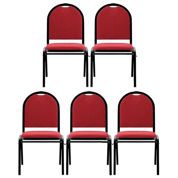 Kit 5 Cadeiras Hoteleiras Auditório Empilhável Linho Z33 Verm