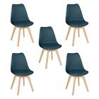 Kit 5 Cadeiras Leda Com Assento Estofado Turquesa