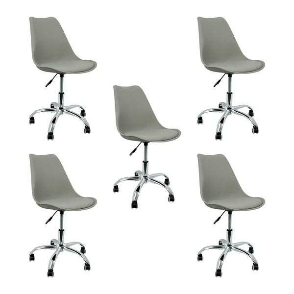 Kit 5 Cadeiras Leda Office Luisa Saarinen Estofada Base Girat