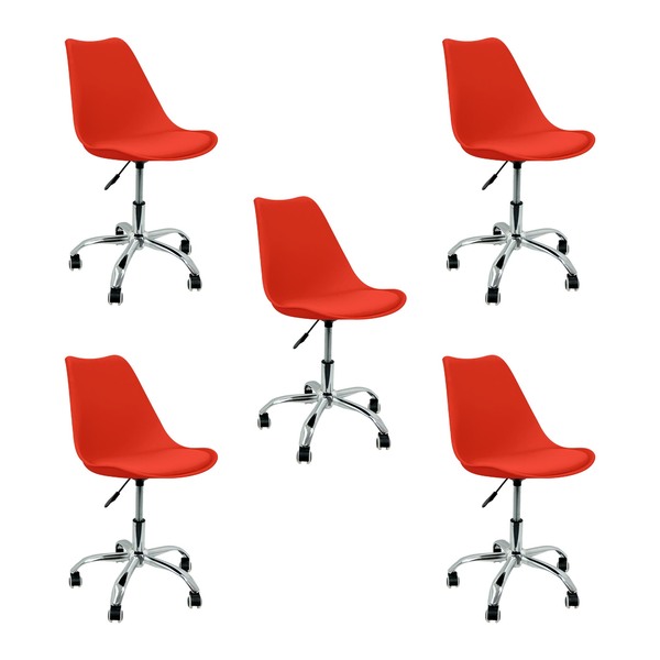 Kit 5 Cadeiras Leda Office Luisa Saarinen Estofada Base Girat