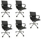 Kit 5 Cadeiras Office Com Rodízio E Encosto Esteirinha Baixa