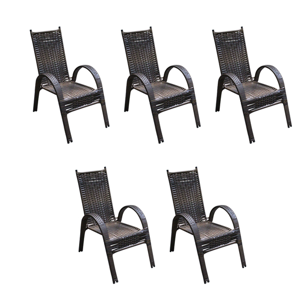 Kit 5 Cadeiras Para Area Externa De Junco Adulto Naja Argila